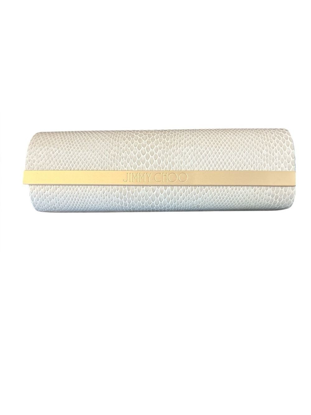 Jimmy Choo White Faux Snakeskin Magnetic Sunglasses Case & Logo Cloth EUC